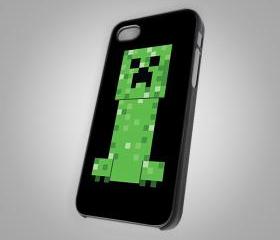 For iPhone 4/4S - Minecraft creeper black - Photo on Hard Cover